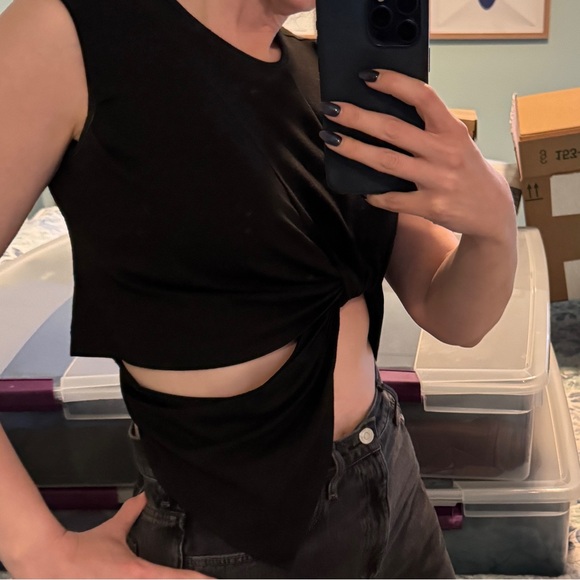 Sid Neigum Black Sleeveless Tie-Front Top Size 8 - Picture 7 of 8